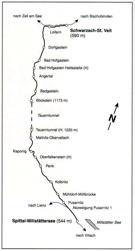 Tauernbahn Streckenkarte