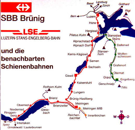 k-001 Karte SBB Brünigbahn etc. Quelle SBB Brünigbahn Bf. Interlaken- Ost